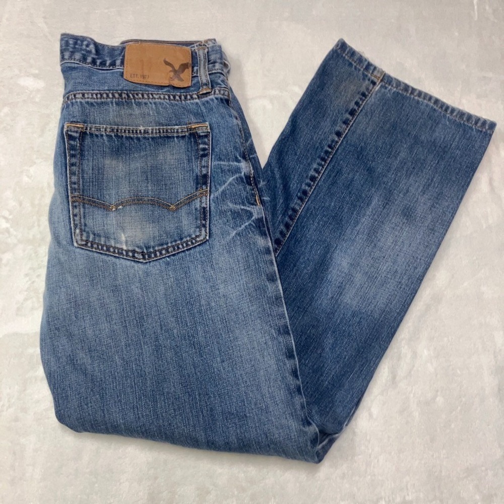 American Eagle Original Bootcut Jeans Men's 32x30 Blue Distressed Denim Y2K